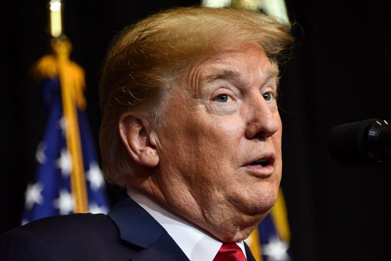 US President Donald Trump speaks during a fundraiser in Sioux Falls, South Dakota on September 7, 2018. (Photo by Nicholas Kamm / AFP) (Photo credit should read NICHOLAS KAMM/AFP/Getty Images)